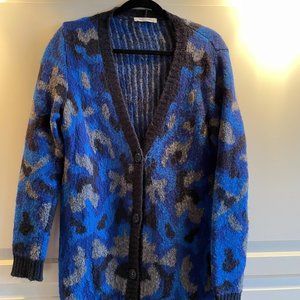 Wool Blue Leopard Cardigan